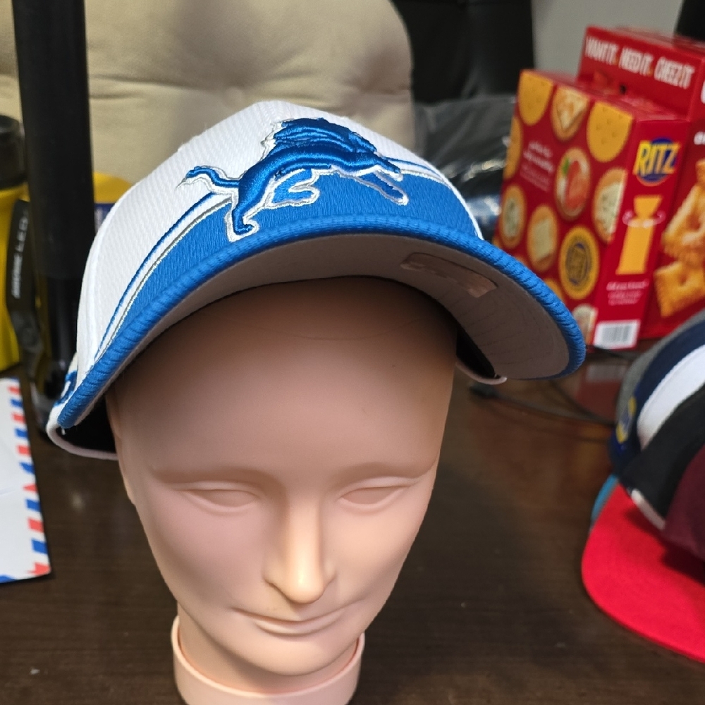 New Era Detroit Lions White and Blue Structured Cap